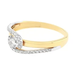 Bague Femme empierrée EDORA OR 375/1000 Bicolore et Oxydes