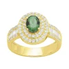 bague femme entourage EDORA PLAQUE OR et spinelle verte