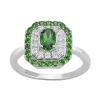 Bague Femme Entourage EDORA ARGENT 925/1000 Spinelles Vertes et Oxydes EDO70100893