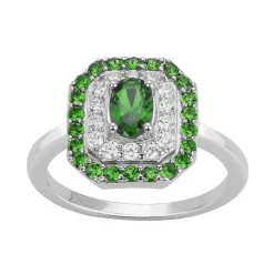 Bague Femme Entourage EDORA ARGENT 925/1000 Spinelles Vertes et Oxydes EDO70100893