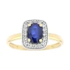 bague femme entourage EDORA OR 375/1000 jaune et saphir