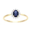 Bague Femme Entourage OR 375/1000 Bicolore, Saphir et Oxydes