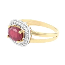 Bague Femme Entourage OR 375/1000 Bicolore, Rubis et Oxydes