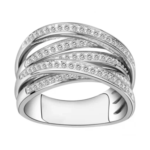 Bague Femme Entrelacée ARGENT 925/1000 et Oxydes