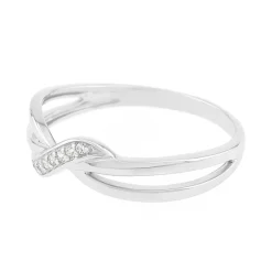 bague femme entrelacée EDORA OR 375/1000 blanc et oxydes
