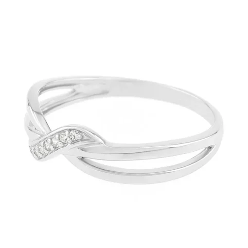 bague femme entrelacée EDORA OR 375/1000 blanc et oxydes