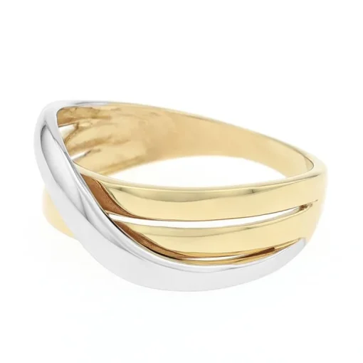 Bague femme entrelacée OR 375/1000 bicolore