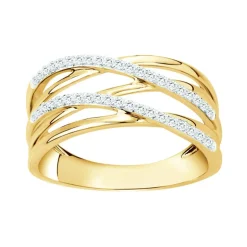 Bague Femme Entrelacée PLAQUE OR Jaune et Oxydes