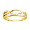 Bague Femme Entrelacée PLAQUE OR Jaune et Oxydes