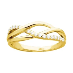Bague Femme Entrelacée PLAQUE OR Jaune et Oxydes