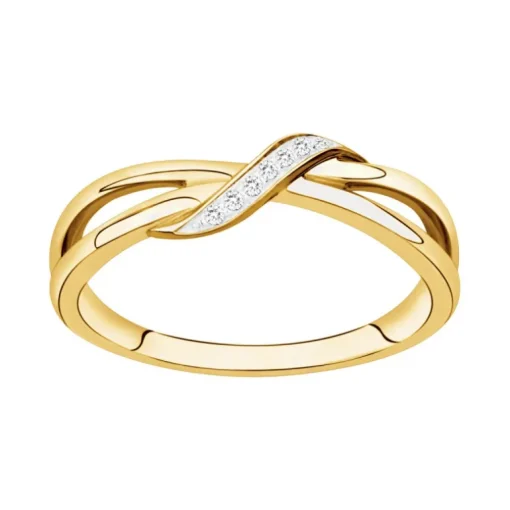 Bague Femme Entrelacée PLAQUE OR Jaune et Oxydes