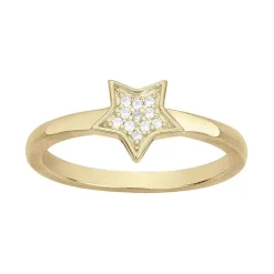 Bague Femme Etoile EDORA PLAQUE OR et Oxydes