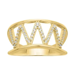 bague femme fantaisie EDORA PLAQUE OR et oxydes