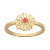 Bague Femme Fleur PLAQUE OR Jaune et Laque