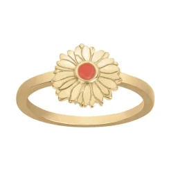 Bague Femme Fleur PLAQUE OR Jaune et Laque