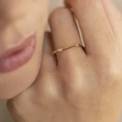 Bague Femme Funambule La Garçonne Plaqué OR et diamant