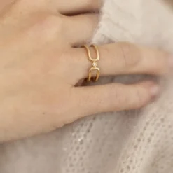 Bague Femme Harmonie La Garçonne Plaqué OR et diamant