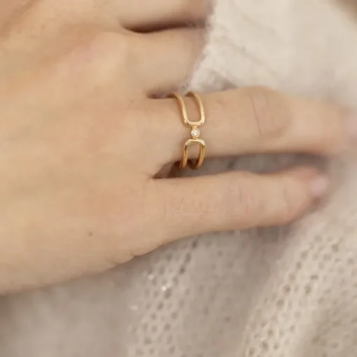 Bague Femme Harmonie La Garçonne Plaqué OR et diamant