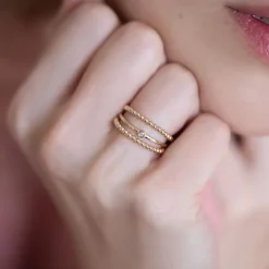 Bague Femme LA GARÇONNE PETITE SEMAINE PERLÉE Plaqué Or Diamant