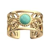 Bague Femme LES CADETTES LOTUS PERLE VERTE Laiton Doré