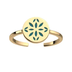 Bague Femme LES CADETTES LOTUS VERT Laiton Doré