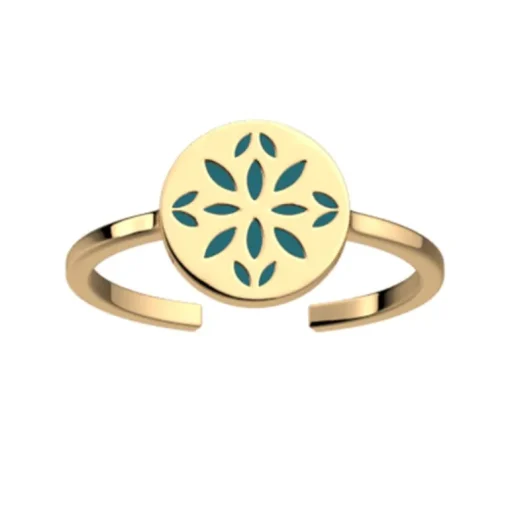 Bague Femme LES CADETTES LOTUS VERT Laiton Doré