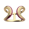 Bague Femme LES CADETTES REPTILE ROUGE LAQUÉ Laiton Doré