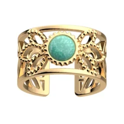 Bague Femme LES CADETTES LOTUS PERLE VERTE Laiton Doré