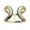 Bague Femme LES CADETTES REPTILE VERT LAQUÉ Laiton Doré