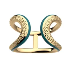 Bague Femme LES CADETTES REPTILE VERT LAQUÉ Laiton Doré