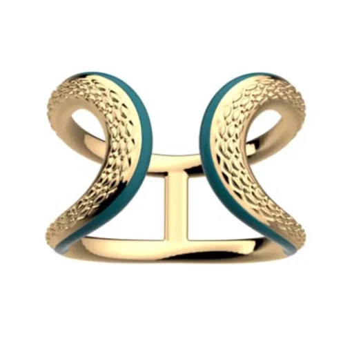 Bague Femme LES CADETTES REPTILE VERT LAQUÉ Laiton Doré