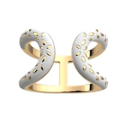 Bague Femme LES CADETTES POÈMES BLANC LAQUÉ Laiton Doré