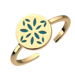 Bague Femme LES CADETTES LOTUS VERT Laiton Doré