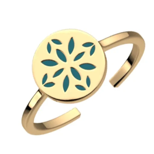 Bague Femme LES CADETTES LOTUS VERT Laiton Doré