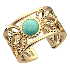 Bague Femme LES CADETTES LOTUS PERLE VERTE Laiton Doré