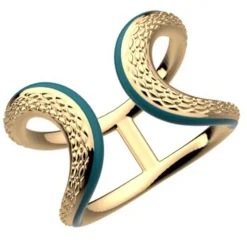 Bague Femme LES CADETTES REPTILE VERT LAQUÉ Laiton Doré