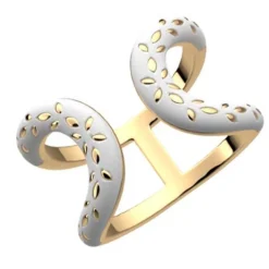 Bague Femme LES CADETTES POÈMES BLANC LAQUÉ Laiton Doré