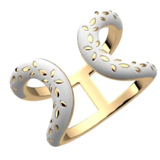 Bague Femme LES CADETTES POÈMES BLANC LAQUÉ Laiton Doré