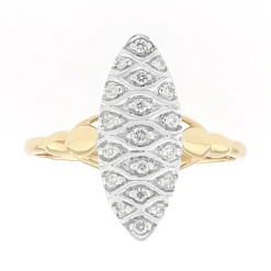 Bague Femme Marquise EDORA OR 375/1000 Bicolore Diamant