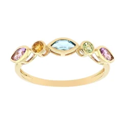 Bague Femme Multi-pierre OR 375/1000 Jaune et Pierres Fines