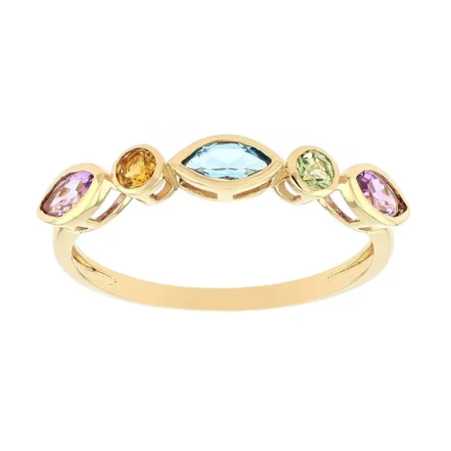 Bague Femme Multi-pierre OR 375/1000 Jaune et Pierres Fines