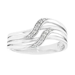 Bague Femme Multi-pierres OR 375/1000 Blanc et Oxydes