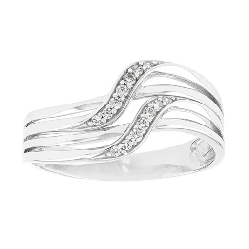 Bague Femme Multi-pierres OR 375/1000 Blanc et Oxydes