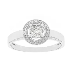 Bague Femme Multi-pierres OR 375/1000 Blanc et Diamants