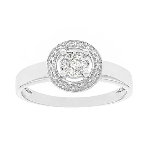 Bague Femme Multi-pierres OR 375/1000 Blanc et Diamants