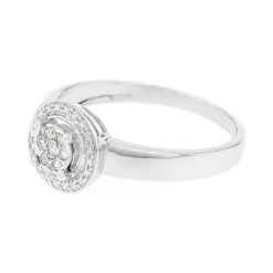 Bague Femme Multi-pierres OR 375/1000 Blanc et Diamants