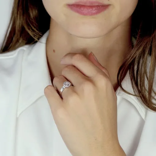 Bague Femme Multi-pierres OR 375/1000 Blanc et Diamants