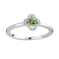 Bague Femme One More Salina OR Blanc 750/1000 avec Saphir Vert et Diamants