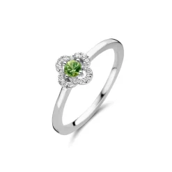 Bague Femme One More Salina OR Blanc 750/1000 avec Saphir Vert et Diamants