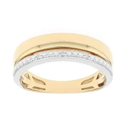 Bague Femme OR 375/1000 bicolore et diamants